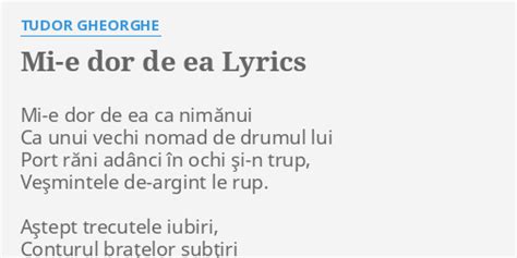 mi e dor de ea lyrics